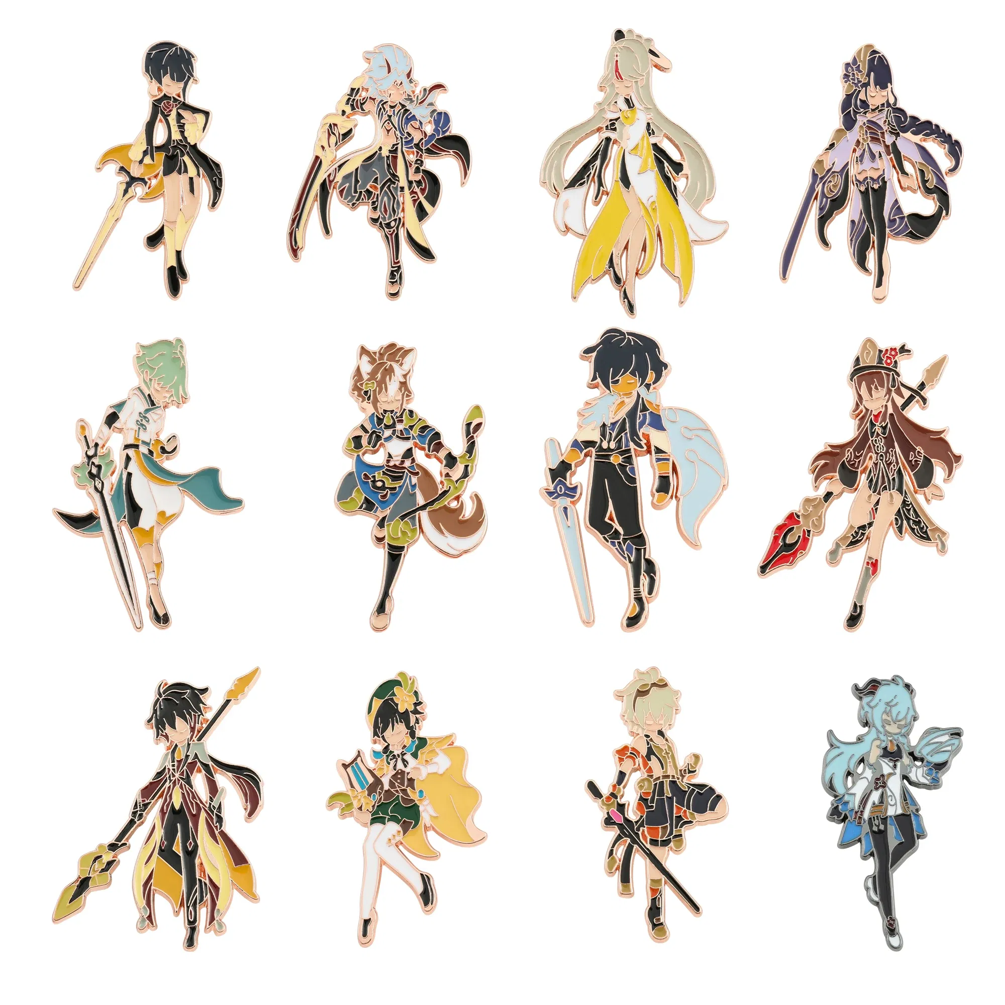 Metal color: Pure Gold Color, Ships From: CHINA - Game Genshin Impact Enamel Brooch Cosplay Figure Kaeya Alberich Jewelry Badge Props Lapel Pins for Jacket Pins Jewelry