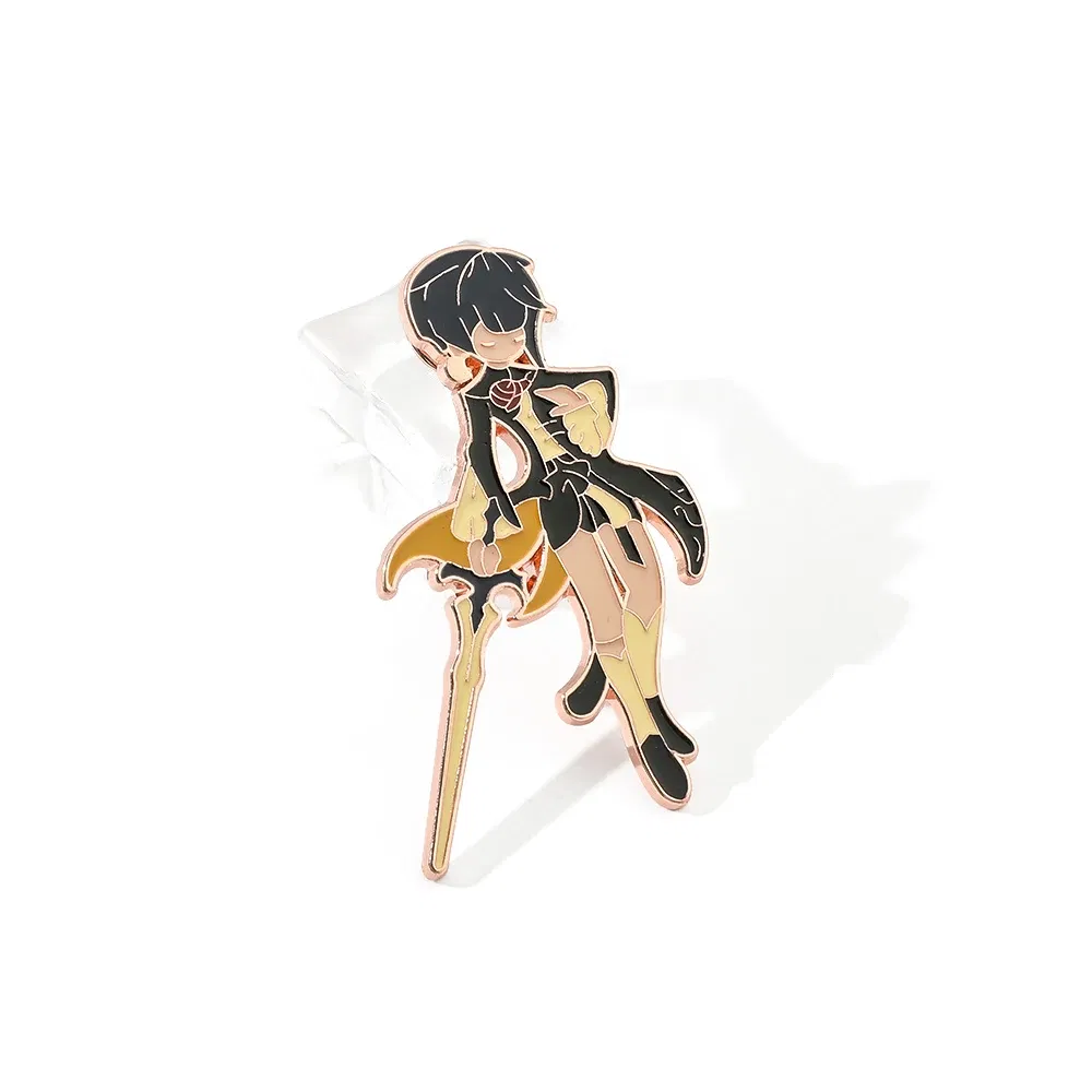 Metal color: Pure Gold Color, Ships From: CHINA - Game Genshin Impact Enamel Brooch Cosplay Figure Kaeya Alberich Jewelry Badge Props Lapel Pins for Jacket Pins Jewelry