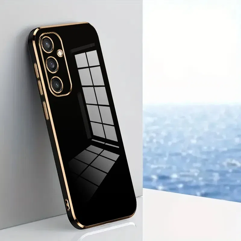 Material: Silicon, Color: Black - TPU Electroplating Case for Samsung Galaxy Note 10 20 Plus UItra S20 FE S21FE S21 S22 S23 S24 Plus Uitra A52 A71 A51 A72 Cover