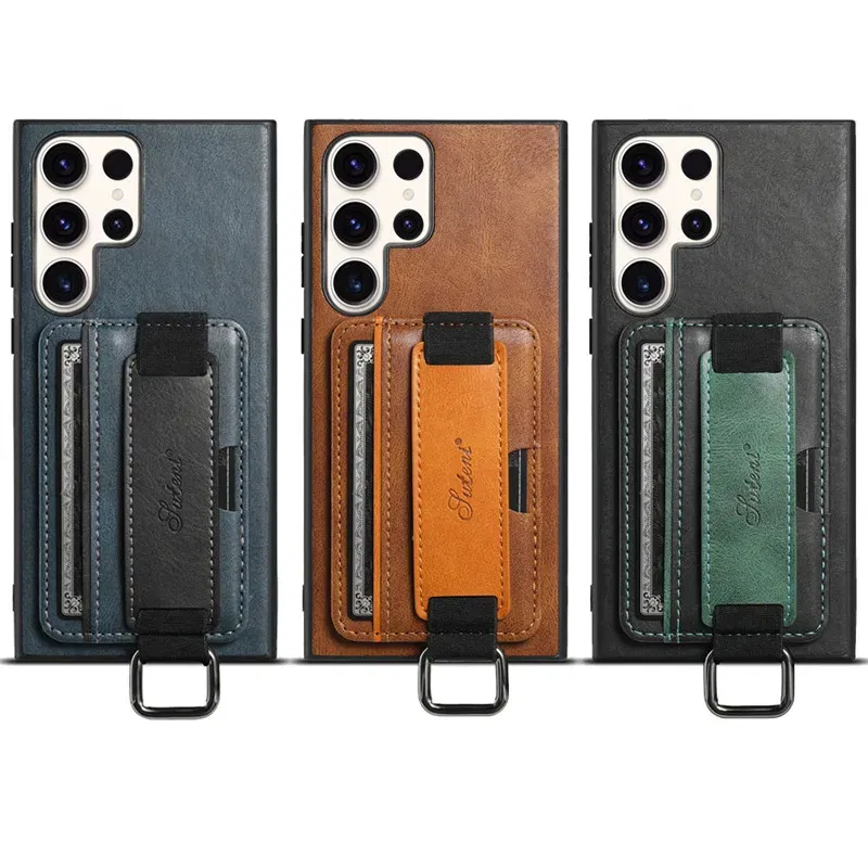 Color: Blue, Material: Aluminum - Leather Wallet Phone Case For Samsung Galaxy S24 S23 S22 FE Ultra Plus A53 A54 A13 A14 A24 A34 Note20Ultra Card Holder Cover