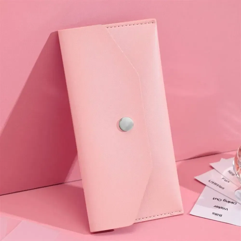 Color: SKY BLUE - Ultra-thin Cash Envelope Wallet Wear-resistant PU Leather Money Binder Organizer Waterproof Pouch Name Card Holder Male Female