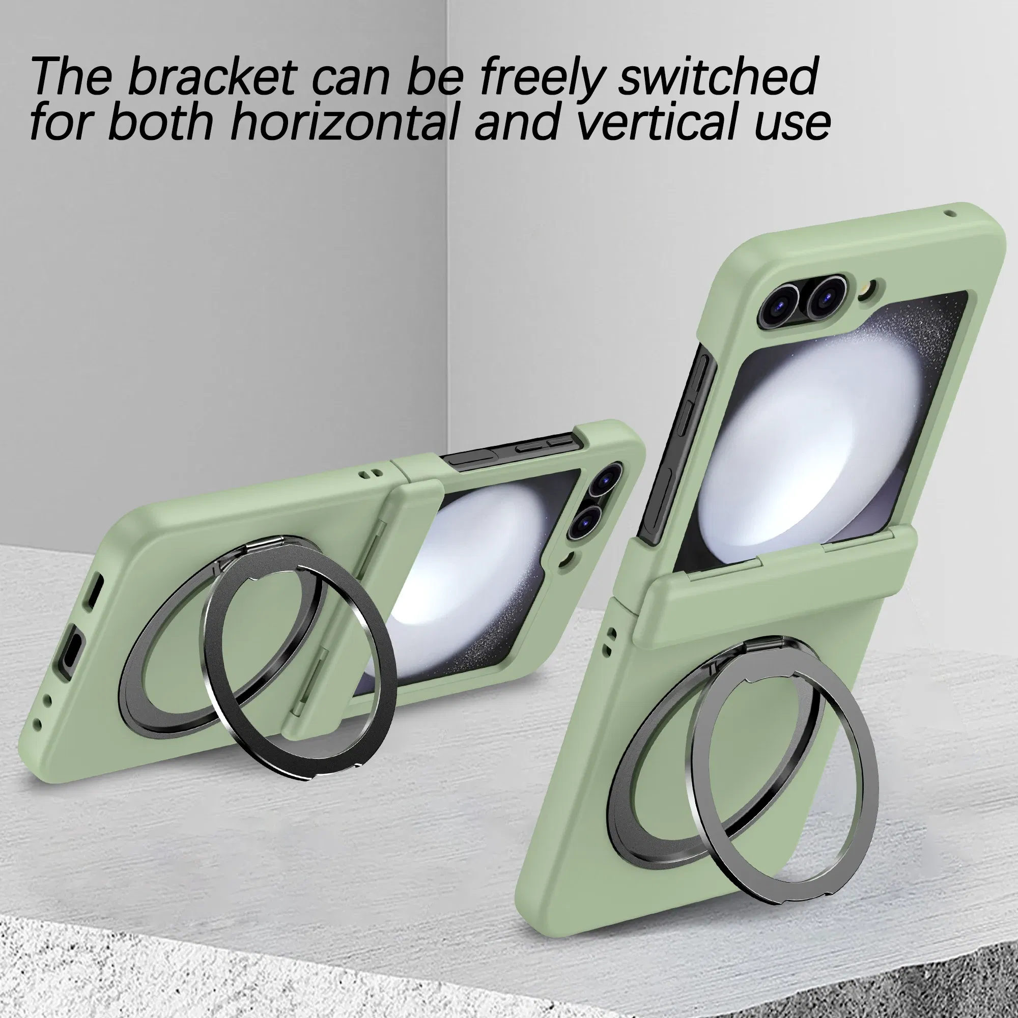 Color: Black, Material: ABS - 360?° Rotating Holder Phone case For Samsung Galaxy Z Flip 5 Magsafe Wireless charge 360 Degree Ring Magnetic stand Phone Cover
