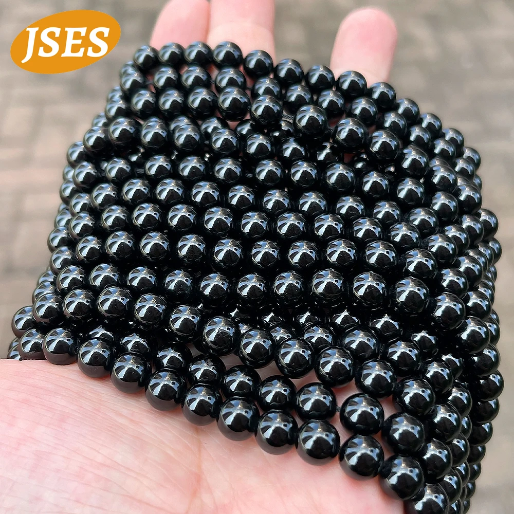 Color: green, Item Diameter: 10mm - 3A Natural Black Tourmaline 4mm 6mm 8mm 10mm Beads for Jewelry Making DIY Bracelets Necklace Wholesale Beads Accessories