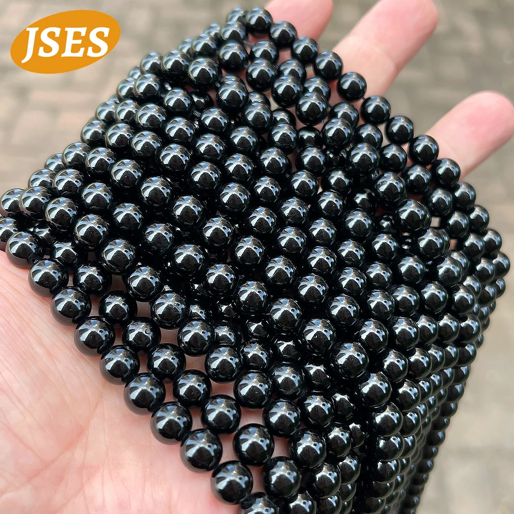 Color: green, Item Diameter: 10mm - 3A Natural Black Tourmaline 4mm 6mm 8mm 10mm Beads for Jewelry Making DIY Bracelets Necklace Wholesale Beads Accessories