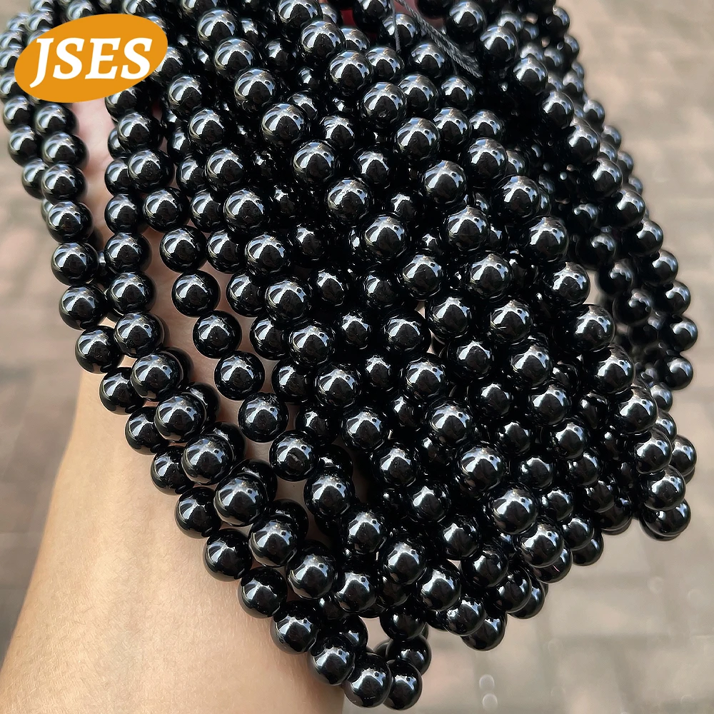 Color: green, Item Diameter: 10mm - 3A Natural Black Tourmaline 4mm 6mm 8mm 10mm Beads for Jewelry Making DIY Bracelets Necklace Wholesale Beads Accessories