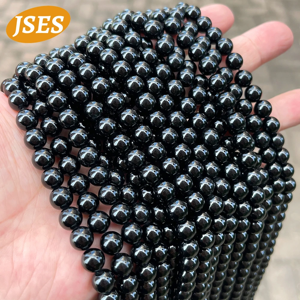 Color: green, Item Diameter: 10mm - 3A Natural Black Tourmaline 4mm 6mm 8mm 10mm Beads for Jewelry Making DIY Bracelets Necklace Wholesale Beads Accessories