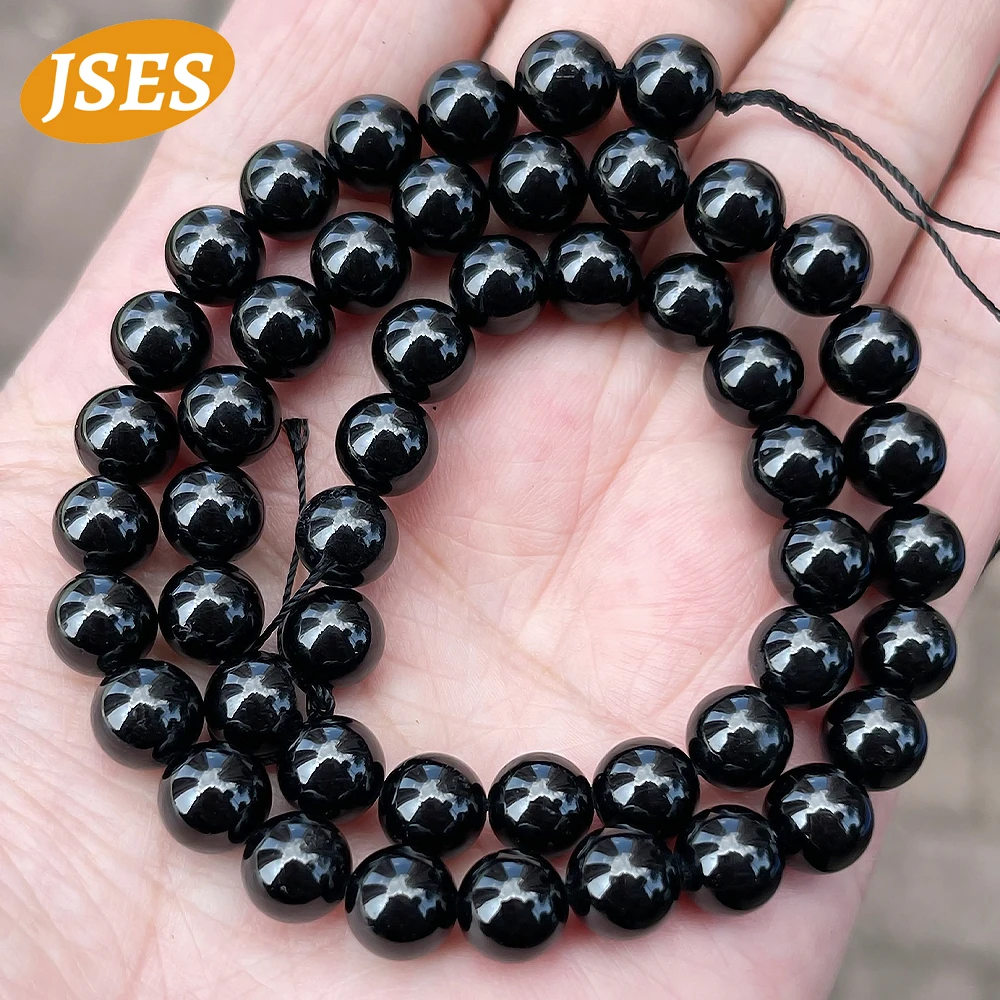 Color: green, Item Diameter: 10mm - 3A Natural Black Tourmaline 4mm 6mm 8mm 10mm Beads for Jewelry Making DIY Bracelets Necklace Wholesale Beads Accessories