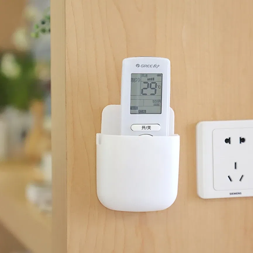 Color: Yellow - White Wall Hanging Storage Box Household Living Room Conditioner Remote Control Bedside Phone Storage Holder Organizer Box Shelf