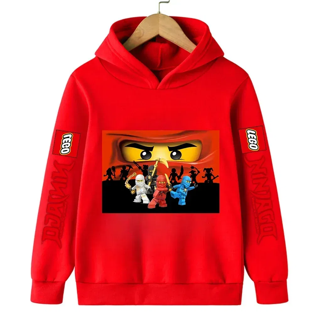 Color: Yellow, Kid Size: 24M - Lego Phantom Ninja Cartoon Children's Hooded Hoodies Casual Sports Sweatshirt 3-13 Year Old Boy Kid Baby Girls Clothes Pullover