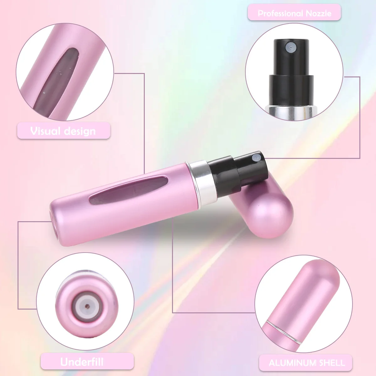 Color: DARK GRAY - 5ml Perfume Refill Bottle Portable Mini Refillable Spray Jar Scent Pump Empty Cosmetic Containers Atomizer for Travel Tool Hot