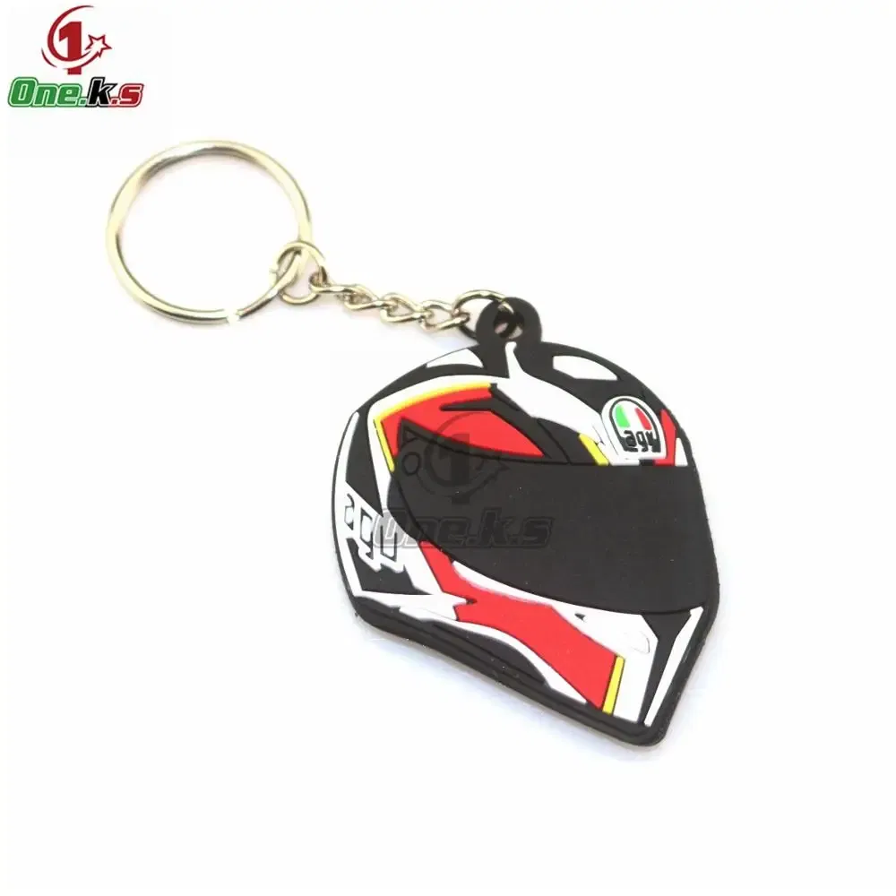 Color: Khaki - Rubber Motorcycle Key Ring Key Chain cool keychain 3D Soft For motorcycle helmet 93 AGV