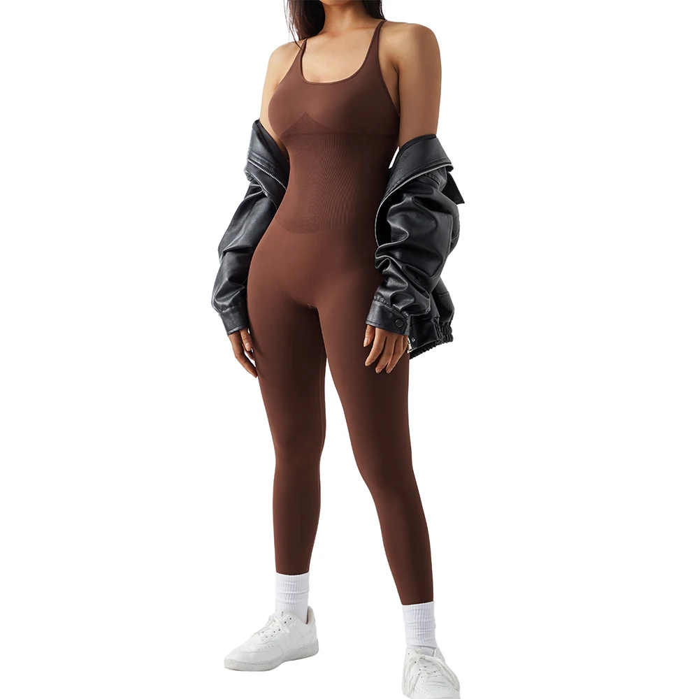 Color: sunny yellow, Size: M - Bodycon Jumpsuit Women Full Seasons Casual Fitness Sporty Playsuit Sleeveless Slim Activewear All In One Jumpsuit Clothing Lady