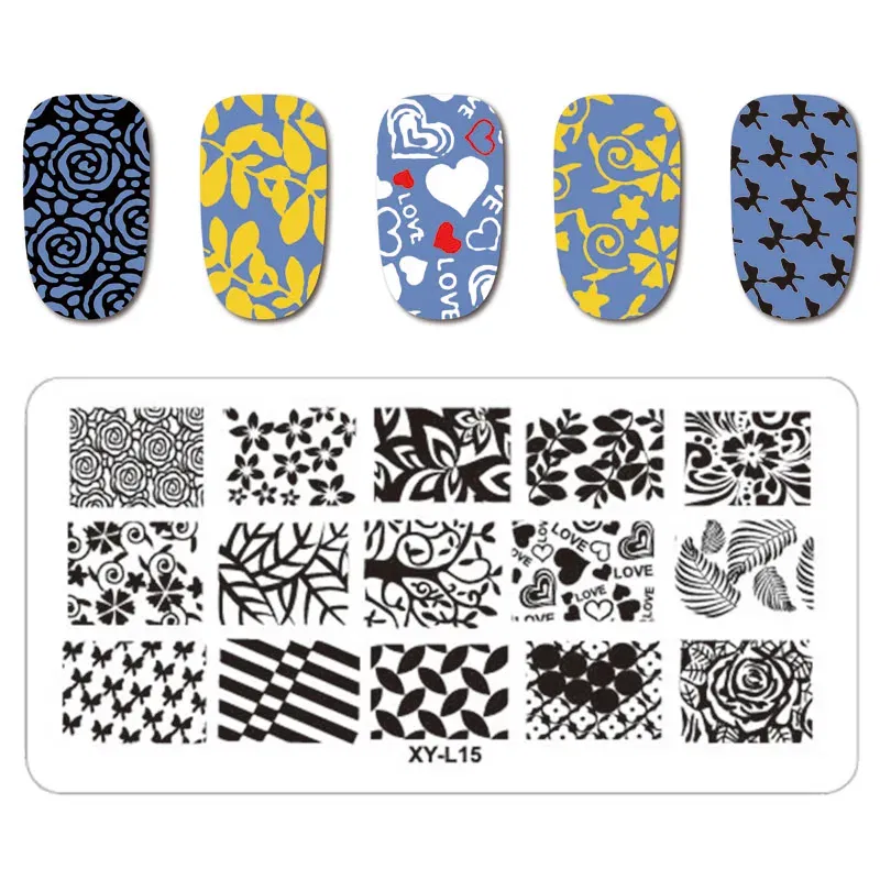 Color: Lavender - Kimcci Nail Stamping Plates Flamingo Nail Template Mandala Maple Leaf Stamp Nail Art Stamp Image Template Manicure Stencil Tools