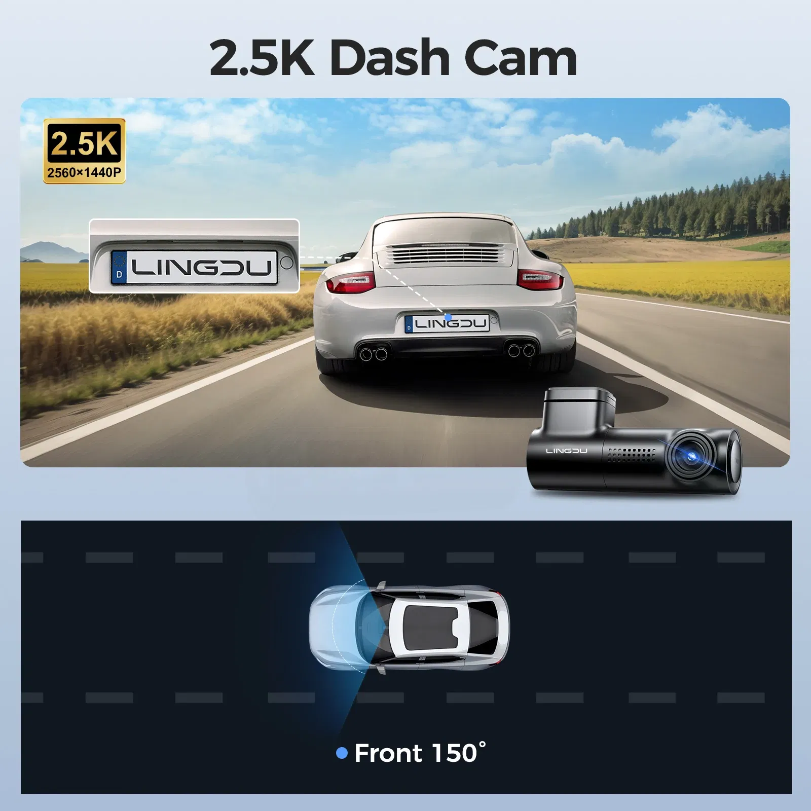 Color Name: WHITE, Ships From: CHINA, Sd Card Memory: 16g - LINGDU D100 2.5K Dash Cam Front MINI Dash Camera for Cars Voice Control WDR Car DVR Parking Mode Built-in GPS WiFi  Night Vision