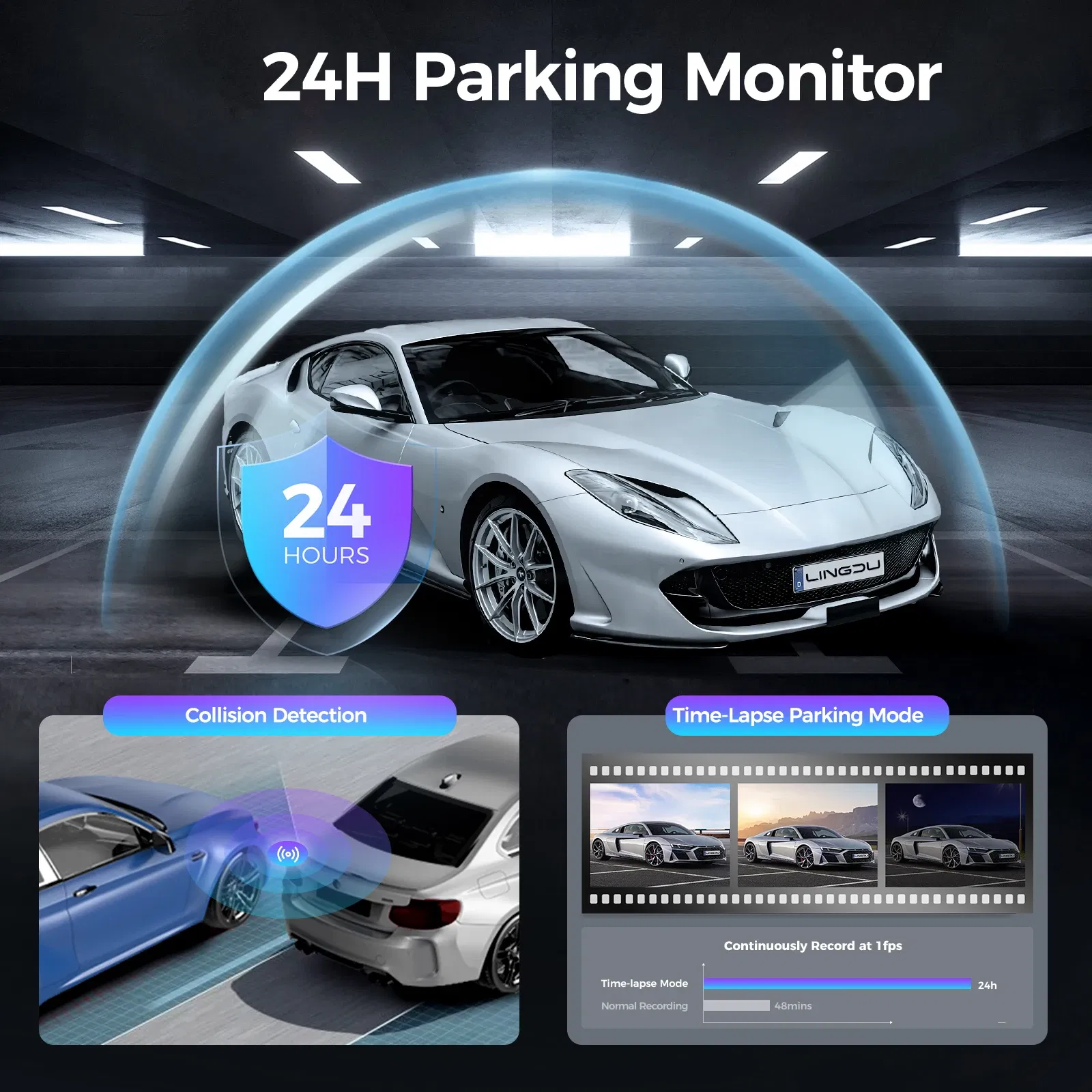 Color Name: WHITE, Ships From: CHINA, Sd Card Memory: 16g - LINGDU D100 2.5K Dash Cam Front MINI Dash Camera for Cars Voice Control WDR Car DVR Parking Mode Built-in GPS WiFi  Night Vision