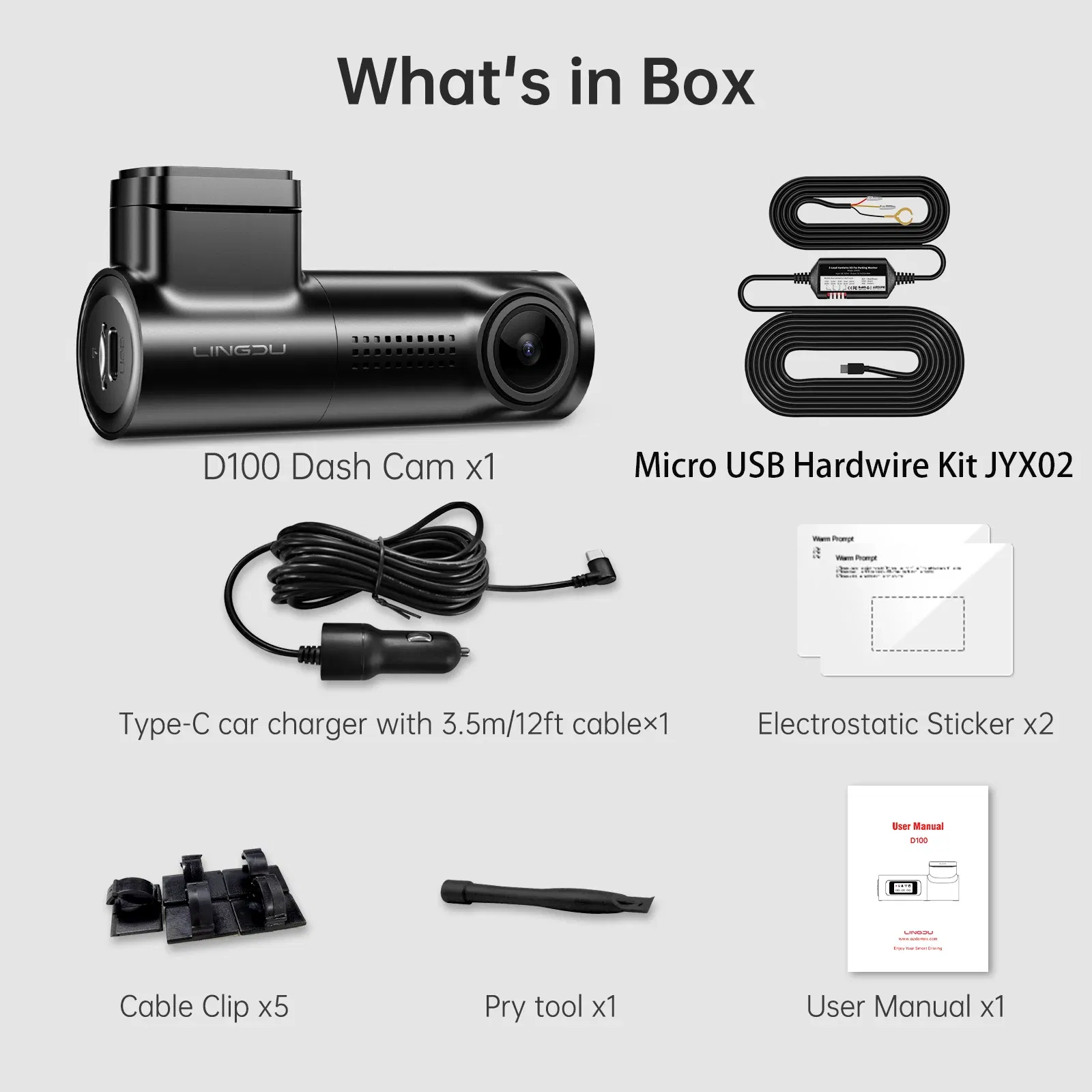 Color Name: WHITE, Ships From: CHINA, Sd Card Memory: 16g - LINGDU D100 2.5K Dash Cam Front MINI Dash Camera for Cars Voice Control WDR Car DVR Parking Mode Built-in GPS WiFi  Night Vision