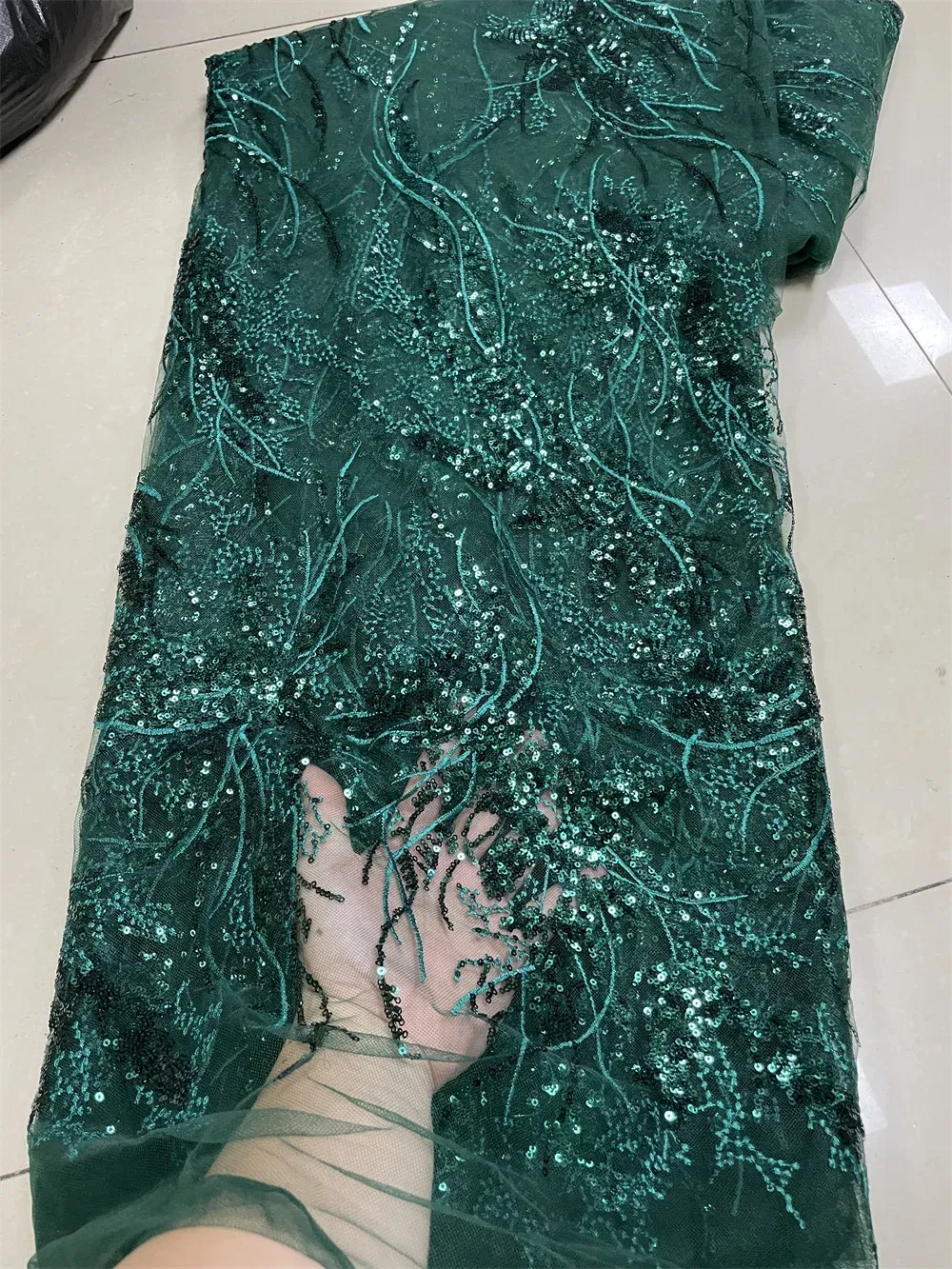 African French Sequined Lace Fabrics 2023 High Quality Tulle Lace 5 Yards Nigerian Embroidered Dress Material For Party Wedding