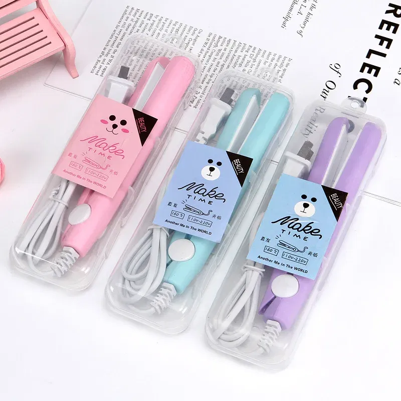 Color: Red, Plug standard: UK - Mini Flat Iron For Travel Hair Straightener Small Portable Straightening Iron Ceramic Women Men Quick Easy Short Hair Styling