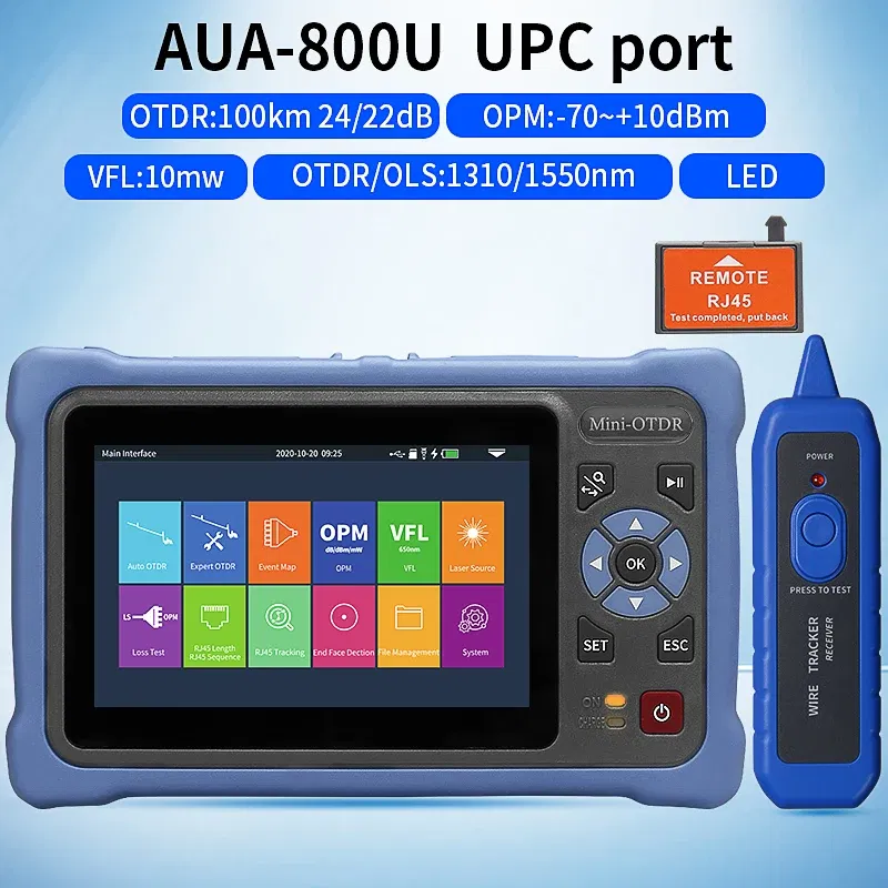 Top MINI OTDR 1310/1550nm 26/24dB Fiber Optic Reflectometer Touch Screen VFL OLS OPM Event Map Ethernet Cable Tester