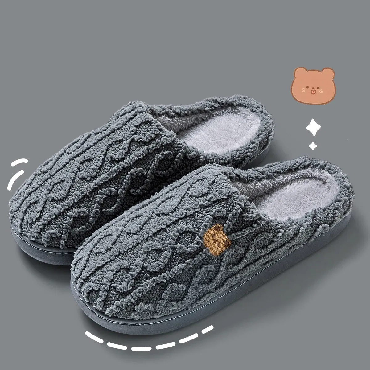 Color: Grass-Green, Shoe Size: 40-41, Ships From: CHINA - Gacimy Women Fur Plush Slippers Girls Cut Bear Fuzzy Indoor Flat Home Slides Bedroom Fur Shoes Winter Warm Fluffy Cotton Slipper