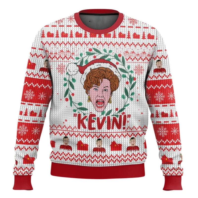 Color: GRAY, Size: L, Ships From: CHINA - Merry Christmas alone at home Ugly Christmas sweater cartoon animation Men's pullover 2026 fashionable couple shirts Sweatshirt