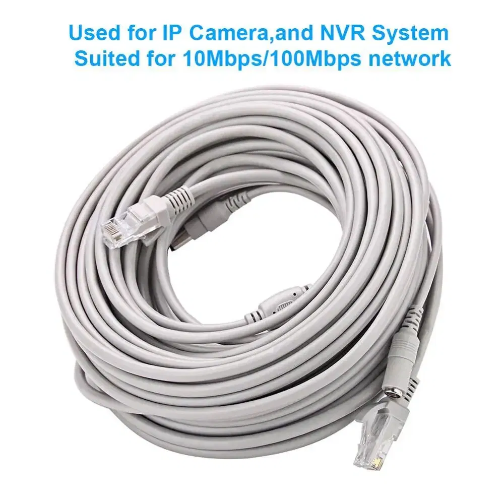 Color: WHITE, Cable Length: 15m - CCTV Cable RJ45 for Video Surveillance Cable Camera Ethernet Network DC Power 2 in 1 Network Extension Lan 5/10/15/20m IP Camera