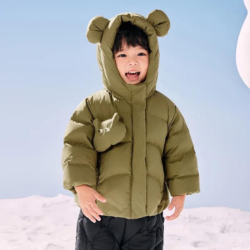 Color: Brown, Ships From: CHINA, Kid Size: 9M - Mini Bala Down Jacket For Boys and Girls 2024 Winter New Style Cute Doll Baby Warm Greatcoat Kids Clothing Toddler Outerwear