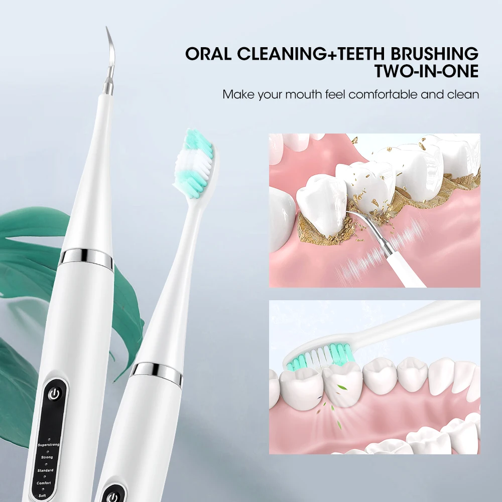 Color: Beige - Dental Calculus Removal Electric Teeth Whitening & Cleaning Ultrasonic Tooth Cleaner Scaler Plaque Coffee Stain Tartar Oral Care