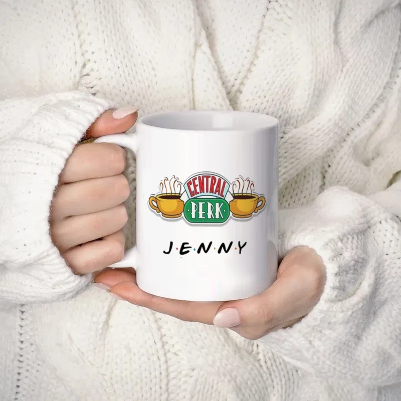 Color: Yellow, Capacity: 301-400ml - Personalized Name Mug Central Perk Design Coffee Mug  Custom Tea Cup Chocolate Milk Beer Mugs Lovers Friends Gifts Dropshipping