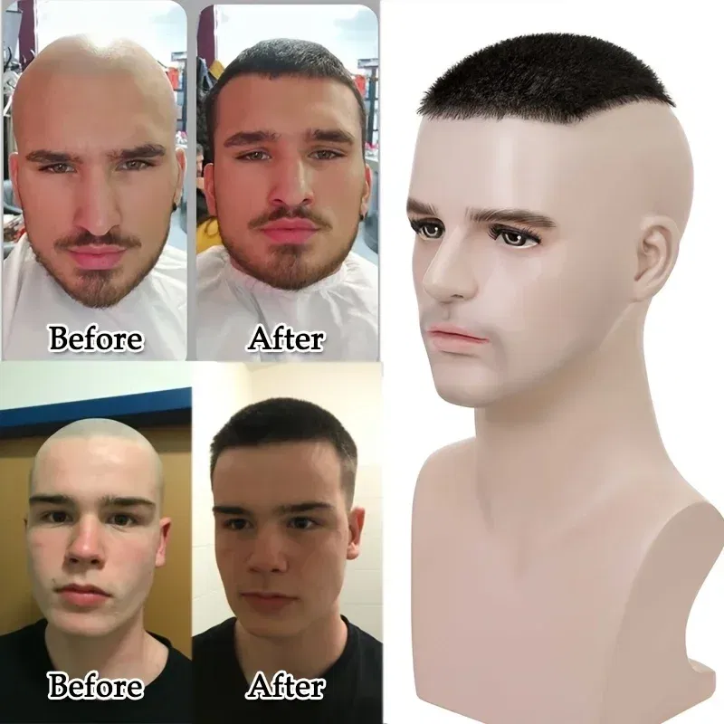Toupee Color: 22R#, Toupee Density: 110% - PROKYVITY 11g Buzz Short Cut Men's Toupee Human Hair Natural Male Hair Replacement System PU Invisible Extension Hairpiece