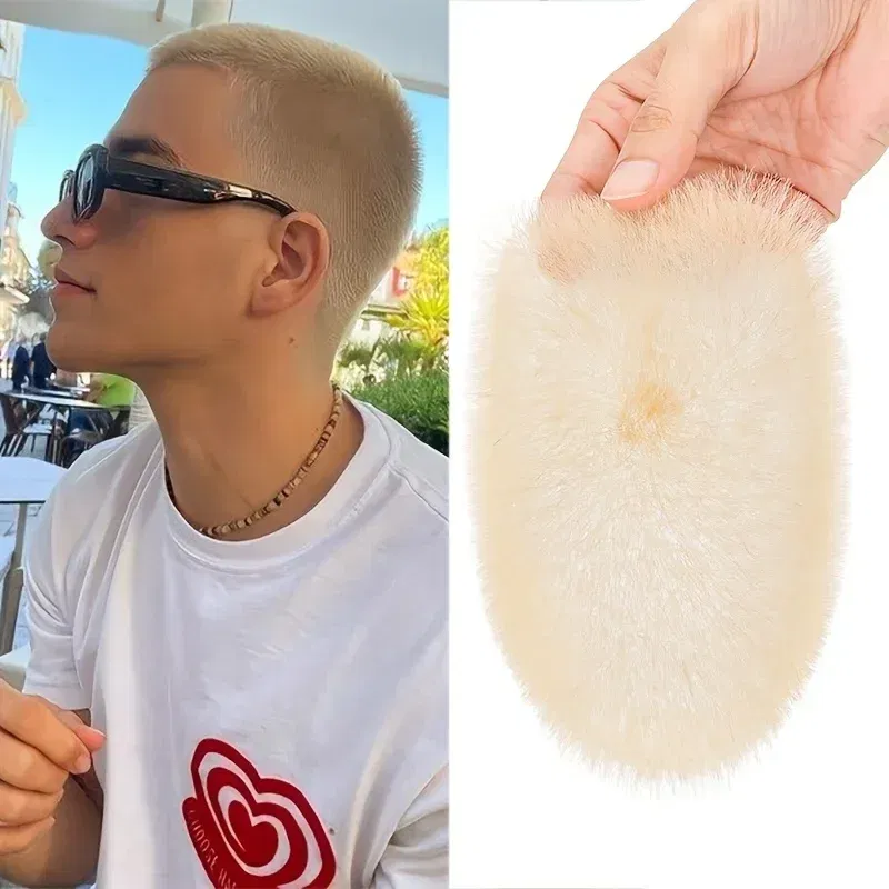 Toupee Color: 22R#, Toupee Density: 110% - PROKYVITY 11g Buzz Short Cut Men's Toupee Human Hair Natural Male Hair Replacement System PU Invisible Extension Hairpiece