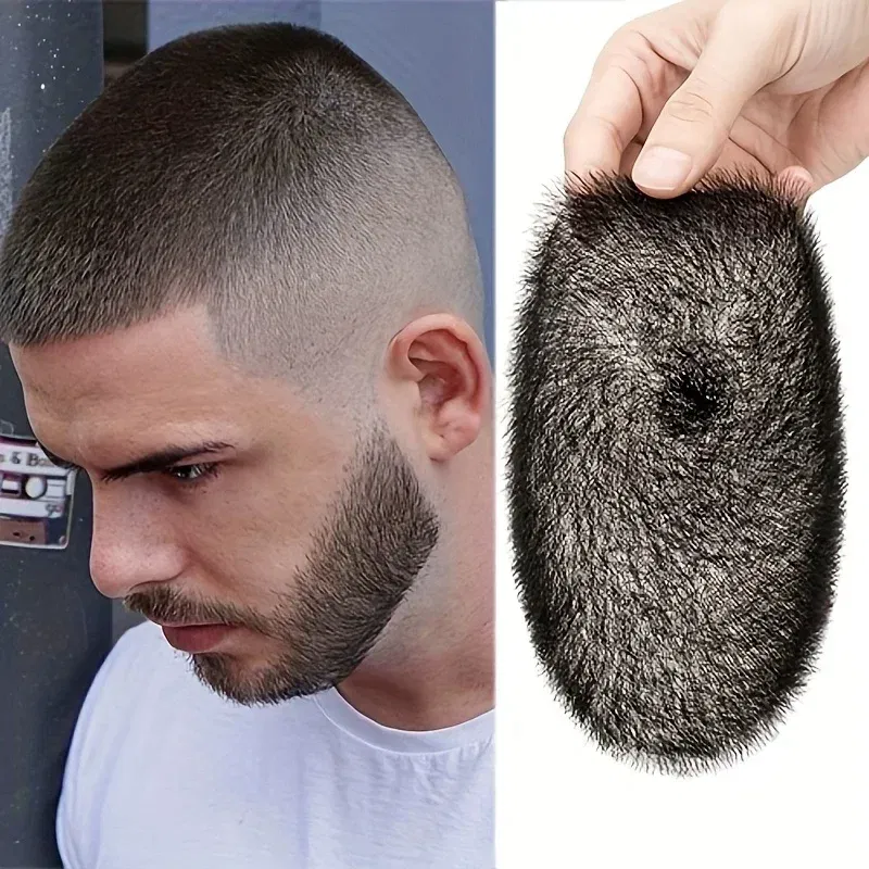 Toupee Color: 22R#, Toupee Density: 110% - PROKYVITY 11g Buzz Short Cut Men's Toupee Human Hair Natural Male Hair Replacement System PU Invisible Extension Hairpiece