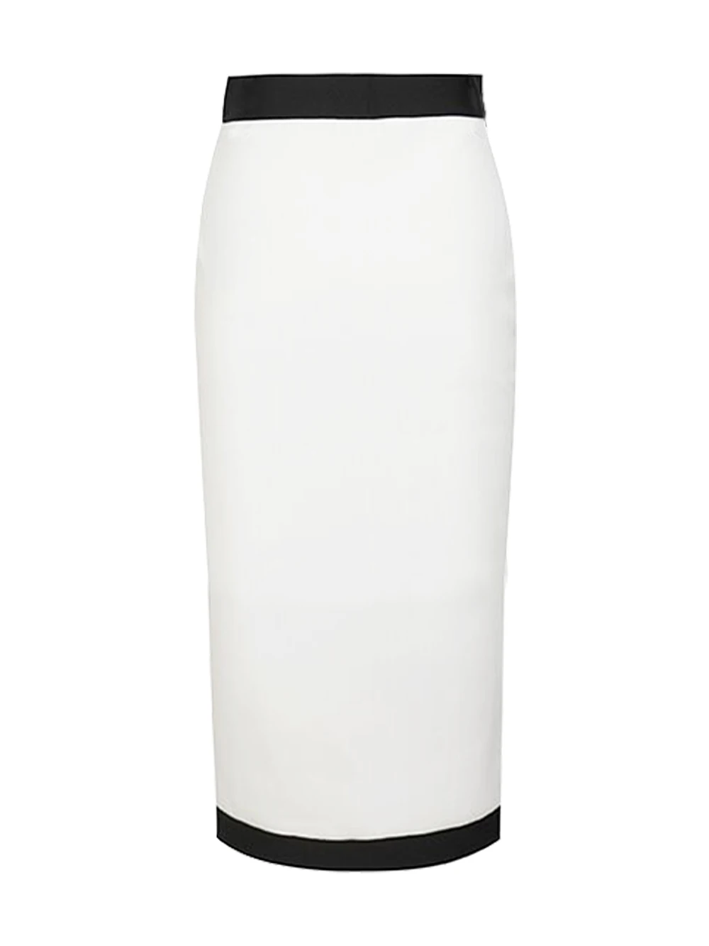 Color: black, Size: XXL - New Arrival Women Button Patchwork White Black Bodycon Bandage Skirt 2024 Designer High Waist Party Club Pencil Skirt 60cm