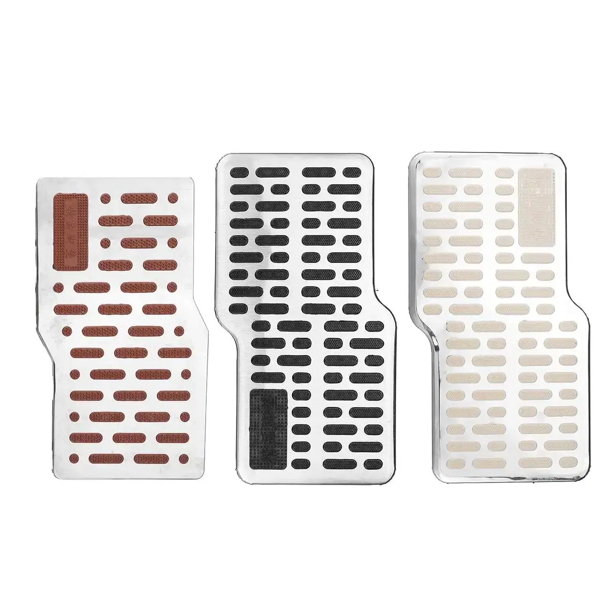 Color Name: Black - Car Foot Rest Pedal Board Floor Carpet Mat Anti-slip Stainless Steel Heel Pad Car Truck Suv Black Beige Brown
