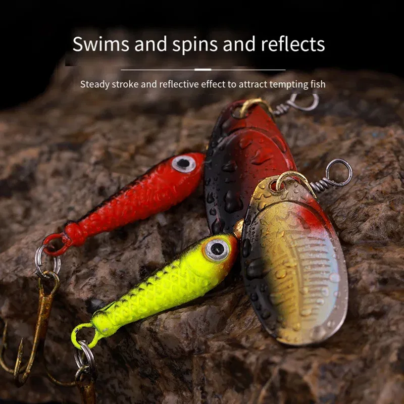 Color: Black & White Lable - Rotating Metal Spinner Fishing Lures 9.1g 7cm Sequins Iscas Artificial Hard Baits Crap Bass Pike Treble Hook Tackle Accessories