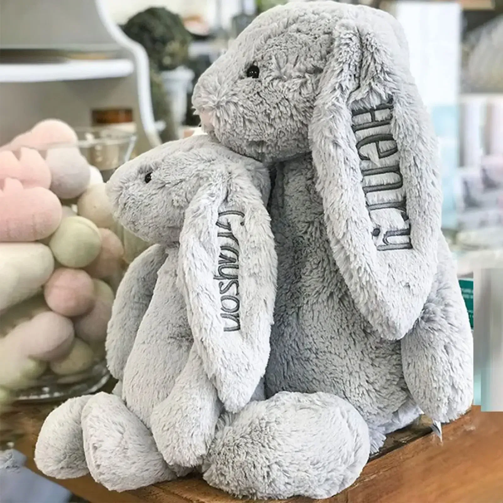 Color: Orange, Ships From: CN, Height: 100cm-150cm - Personalied Baby Gifts Embroidered Plush Bunny Toys with Kids Customized Name First Easter Boys Girls Birthday Gifts Children