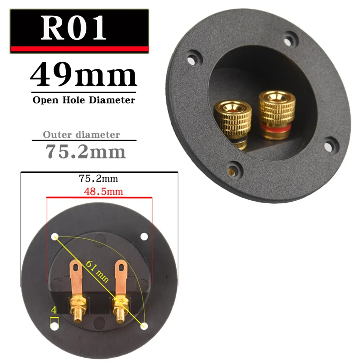 Color: green, Bundle: Bundle 1 - HIFIDIY LIVE Square circle (Install Hole 49-76) speaker junction Box  Terminal Shell 2 copper Binding Post Wire Cable Connector