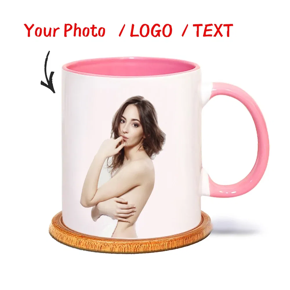 Color: Pink, Capacity: 301-400ml - Personalised Your Photo Mug, Custom NAME IMAGE TEXT Cup,Customize Coffee Mugs, Tea Cups, Mothers day, Wedding Gift 9 COLOURS