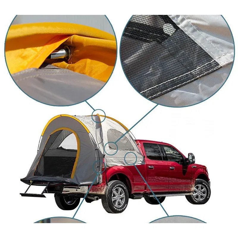 Color: GRAY - Pickup Truck Rear Box Tent Outdoor Self Drive Tour Car Tail Tent Fishing Rainproof Pickup Truck Tent Multifunctional Car Tent
