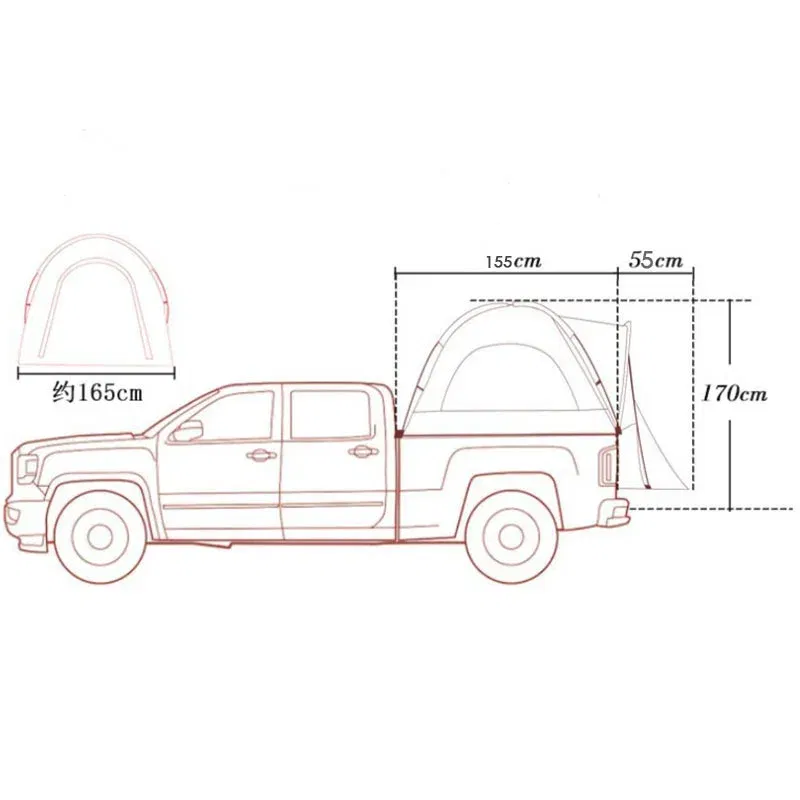 Color: GRAY - Pickup Truck Rear Box Tent Outdoor Self Drive Tour Car Tail Tent Fishing Rainproof Pickup Truck Tent Multifunctional Car Tent