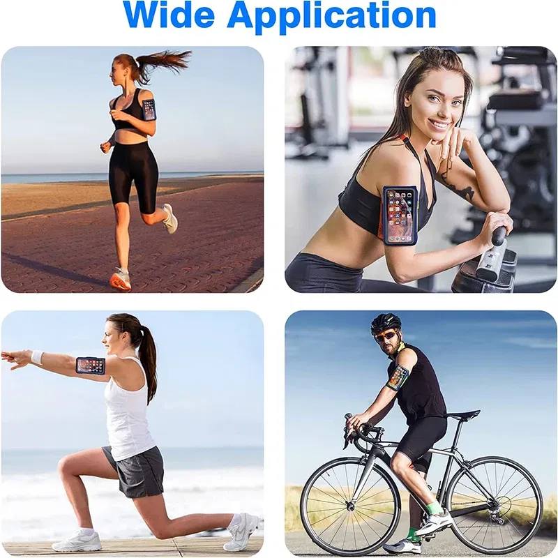 Color: Blue - HAISSKY Running Sport Armbands For iPhone 15 14 13 12 11 Pro Max 14 Plus Samsung S23 Ultra Zipper Arm Bag Case For AirPods Pro 3