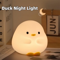 Cartoon Silicone LED Night Lamp - USB Rechargeable, Touch Sensor, Timer - Kid's Gift & Home Decor