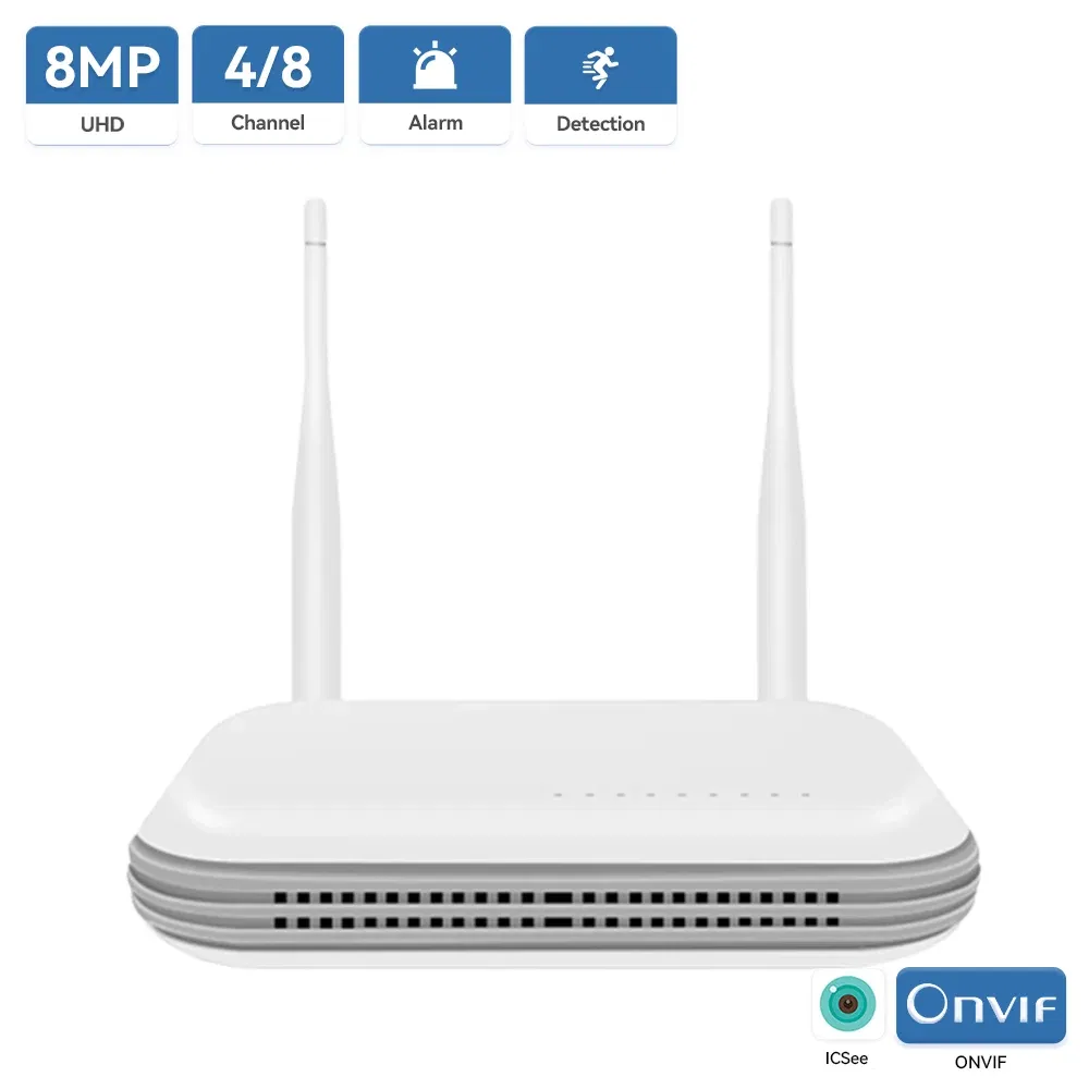 Ships From: CHINA, Plug Standard: EU Plug, Build-in HDD: None - Wifi NVR Mini 4CH 8MP/8CH 3MP XMeye WIFI Video Recorder For Wireless Security System TF Card Slot Face Detection P2P H.265