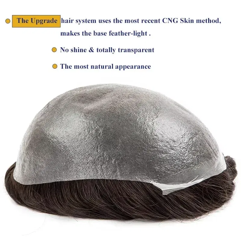 Toupee For Men Ultra-Thin Skin 0.03MM Microskin Male Hair Prosthesis Premier Toupee for Men Men's Wig 100% Natural Human Hair