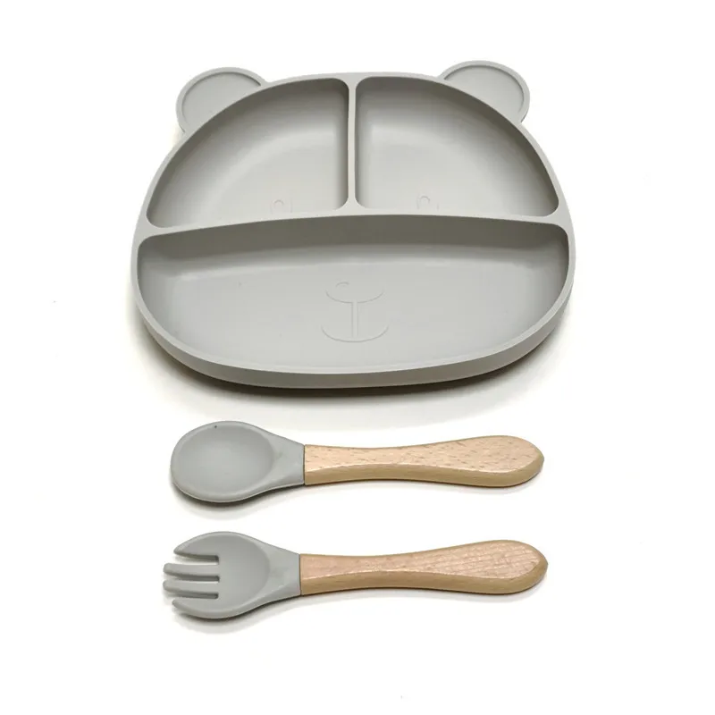 Color: Yellow - Gel dinner plate children eating tableware adsorption on the desktop fruit plate silicone supplement plate