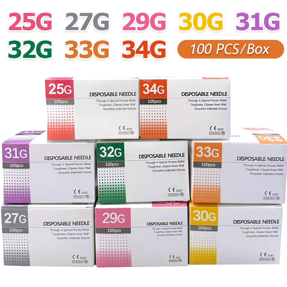 Specification: 18mm - 100Pcs 25G 27G 29G 34G 33G 32G 31G 30G Painless Small Superfine Beauty Needle Disposable Injection Piercing Needles 1.5/4/6/13mm