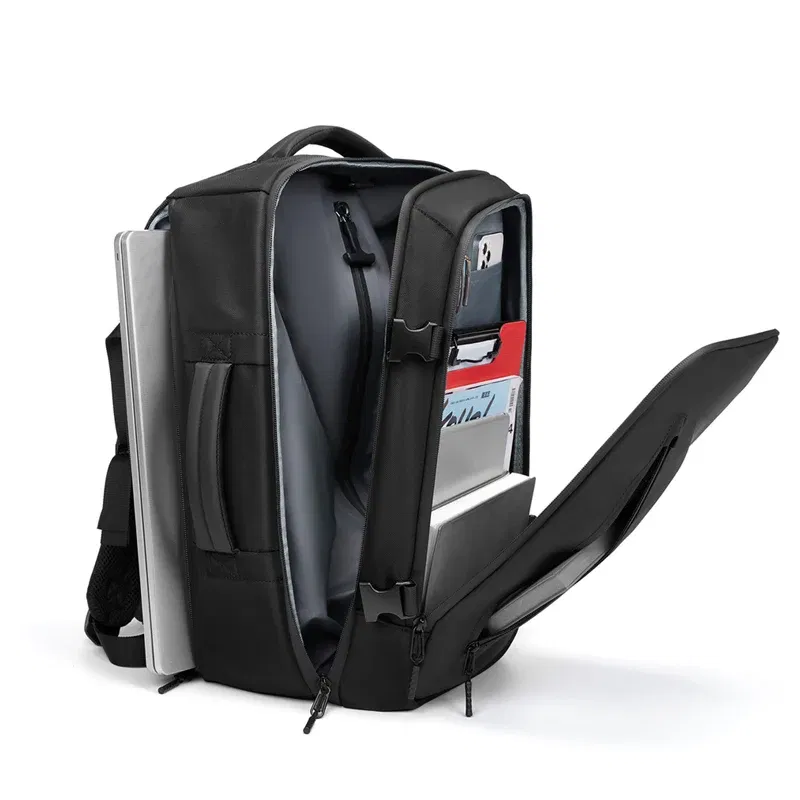 Color: Beige - Travel Men vacuum compression Backpack Business 16 inch Laptop Backpack waterproof school outdoor Hiking backpack For Pumps