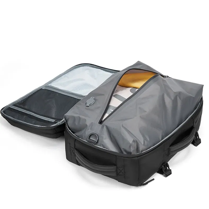 Color: Beige - Travel Men vacuum compression Backpack Business 16 inch Laptop Backpack waterproof school outdoor Hiking backpack For Pumps