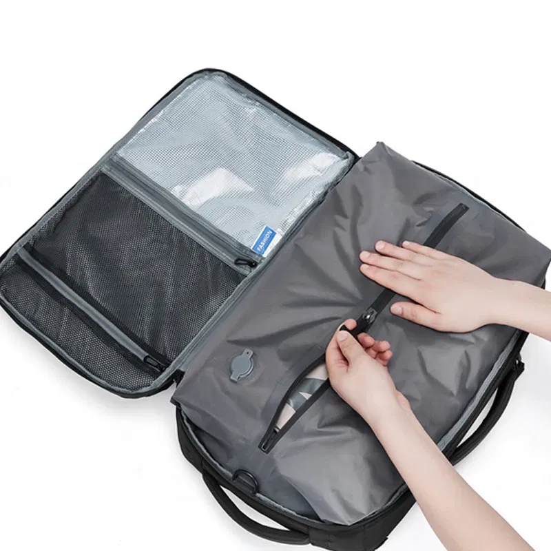 Color: Beige - Travel Men vacuum compression Backpack Business 16 inch Laptop Backpack waterproof school outdoor Hiking backpack For Pumps
