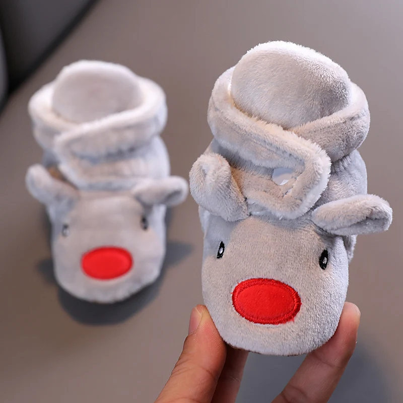 Color: Pink, Baby Age: 7-12 Months - Winter New Cute Cartoon Baby Booties Boy Girl Boots Cotton Soft-Sole Non-Slip Warm Toddler First Walkers Infant Crib Shoes